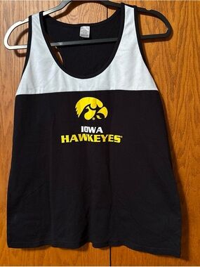 Iowa Hawkeyes Black & White Women's Tank with Yellow Logo
